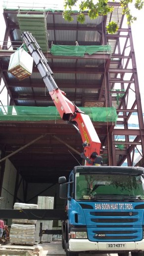 Lorry Crane at Construction Site